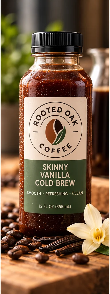 Rooted Oak Coffee Skinny Vanilla Cold Brew bottle